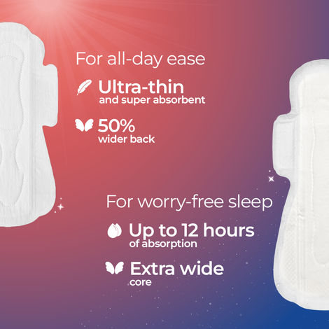 Nua Day and Night Sanitary Pads with Disposal Cover | 8 XL + 4 XXXL | XL / XXXL | 12 pcs