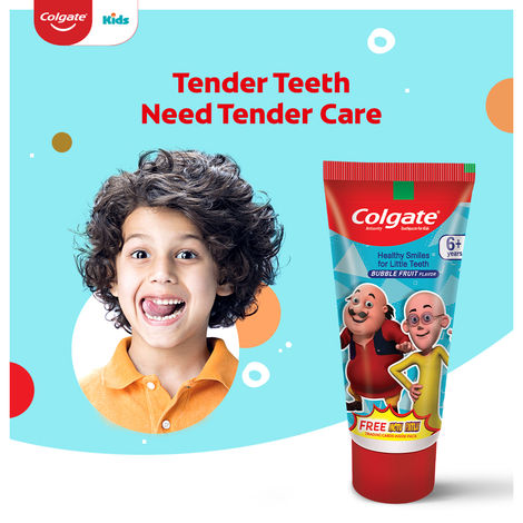 Colgate Kids Toothpaste for 6+ Years, Motu Patlu, Bubble Fruit Flavour, Gentle Protection