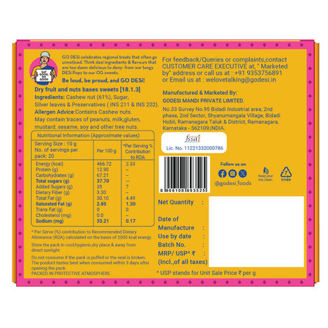 Premium Kaju Katli, 61% Cashew | Burfi | Kaju Katri | Sweets by GO DESi Combo