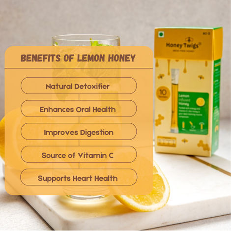 Honey Twigs Lemon Infused Honey| 30 Twigs Pack