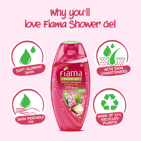 Fiama Body Wash Shower Gel Patchouli & Macadamia, with Skin Conditioners For Soft, Glowing Skin