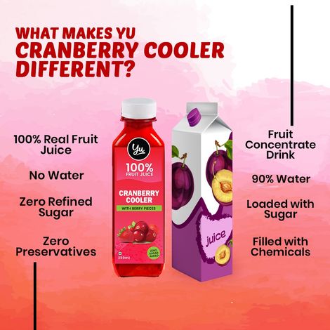 Yu Cranberry Cooler 100% Fruit Juice with Berry Pieces