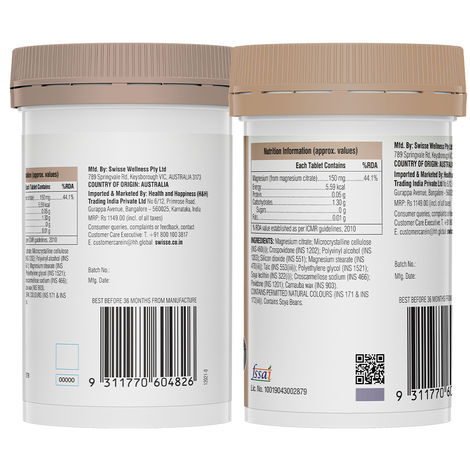 Swisse Magnesium For, Sound Sleep & Stress Relief - Supports Relaxing, Calming - 60 Tablets