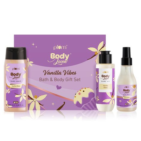 Plum Bodylovin' Vanilla Vibes Bath & Body Gift Set With Body Wash, Body Mist & Body Oil