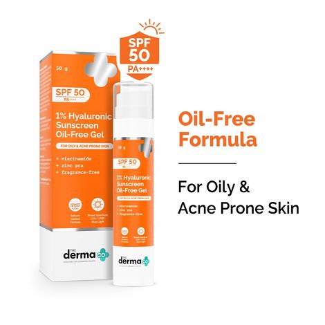 The Derma Co 1% Hyaluronic Sunscreen Oil-Free Gel With Spf 50 Pa++++ For Oily & Acne-Prone Skin