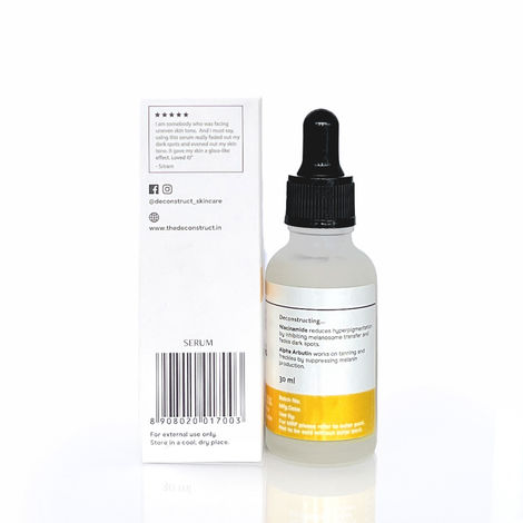 Deconstruct Brightening Serum with 10% Niacinamide & Alpha Arbutin, Brightens Skin & Reduces Tan