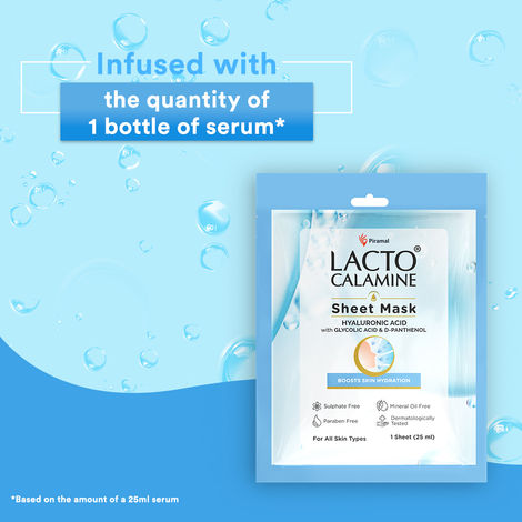 Lacto Calamine Hyaluronic Acid Face Sheet Mask for Intense Hydration, Refreshing, Plumpy & Dewy Skin