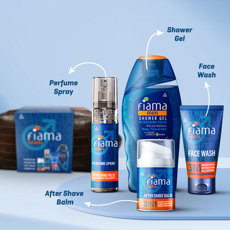 Fiama Men Grooming Essentials Gift Set, Free Pouch