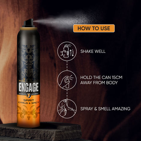 Engage Spirit for Him Deodorant for Men, Fresh & Energetic, Skin Friendly