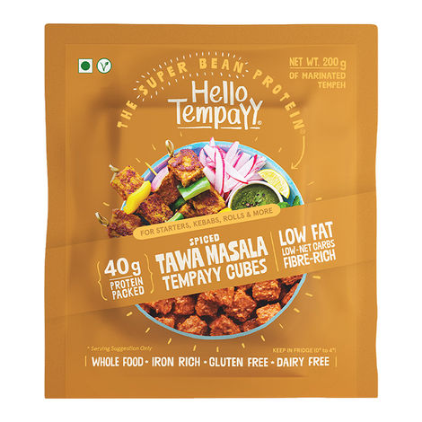 Hello Tempayy 40g Protein Masala Tempeh Cubes |Low Fat & High Fibre