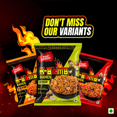 Too Yumm! K-Bomb Ramen Kimchi | Ready To Cook Instant Noodles | Korean VEG | No Palm Oil