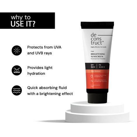 Deconstruct Fluid Brightening Sunscreen SPF 50+ PA++++ for Dry Skin, Hydrating & 8-Hour Long-Lasting