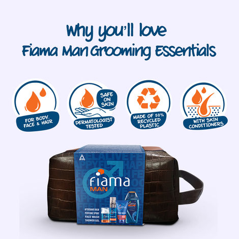 Fiama Men Grooming Essentials Gift Set, Free Pouch