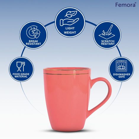 Femora Liquid Gold Line Coffee Mug Gift Set 1 Pc 320 Ml (Pink)