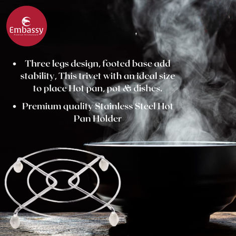 Embassy Round Trivet, Small Size (Pack of 2), 15 cms, Premium Stainless Steel Table Ring