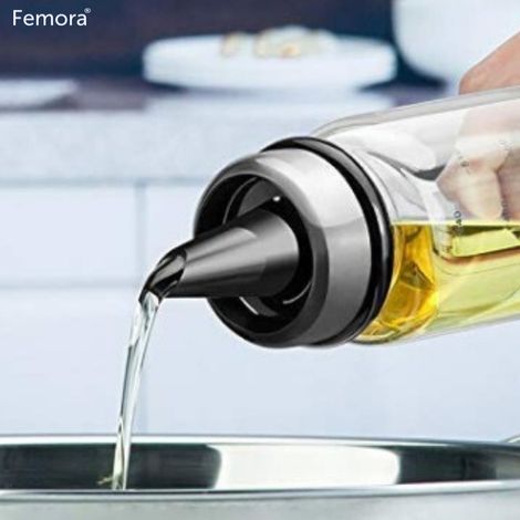 Femora Leak Proof Oil Flow Oil Bottle Dispenser With Silicone Support 500Ml Borosilicate Glass