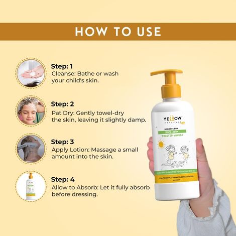 Yellow Naturals Hydrate Fun Body Lotion For Kids | 4-12 Years | Toasted Vanila