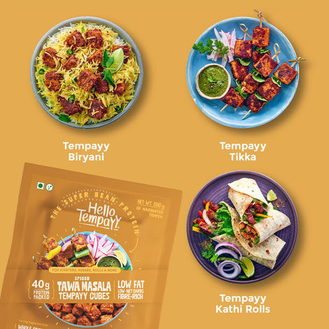 Hello Tempayy 40g Protein Masala Tempeh Cubes |Low Fat & High Fibre