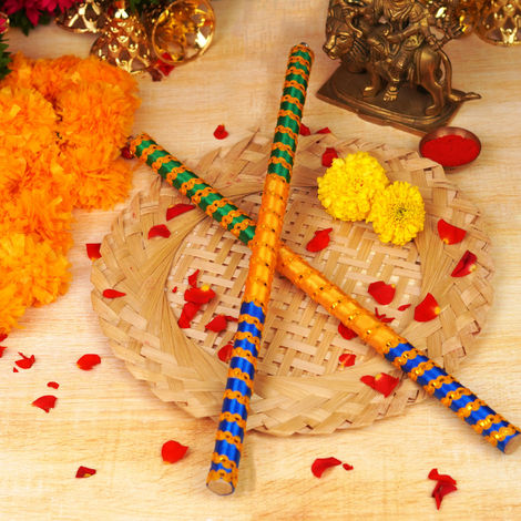 Tiranga Wooden Dandiya Sticks | Multi Colour | ServDharm