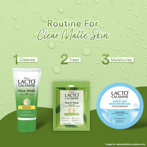 Lacto Calamine Green Tea Face Sheet Mask for Hydration, Calm & Clear Skin that Soothes Acne