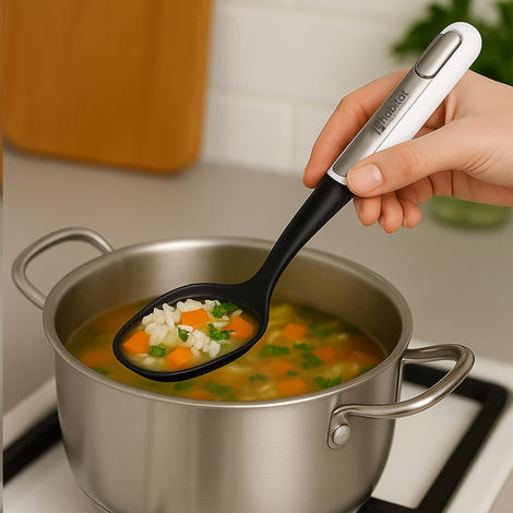 Habitat Premium Nylon Solid Regular Spoon | Elegant Functionality | Hanging Loop | Dish Washer Safe