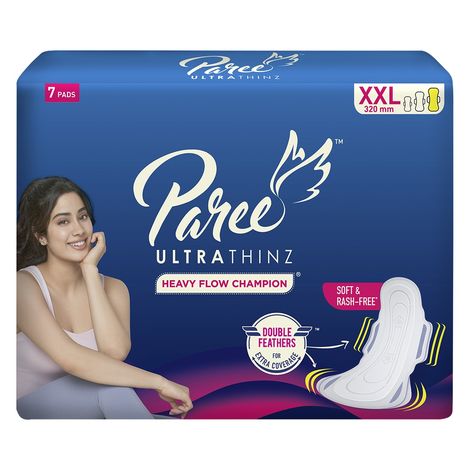 Paree Ultra Thinz Soft & Rash Free Double Feathers Sanitary Pads | XXL | 7 pcs