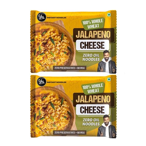 Yu Jalapeno Cheese - 100% Whole Wheat Instant Noodles | Pack Of 2