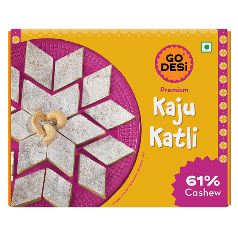 Premium Kaju Katli, 61% Cashew | Burfi | Kaju Katri | Sweets by GO DESi