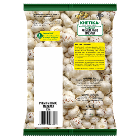 Khetika Premium Jumbo Makhana (Foxnut, Phool Makhana)