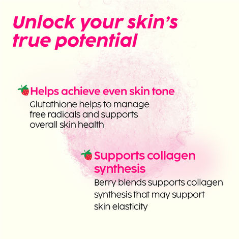 Plix Bubbly Strawberry Flavour Effervescent Tablets for Glowy Skin (L-Glutathione)
