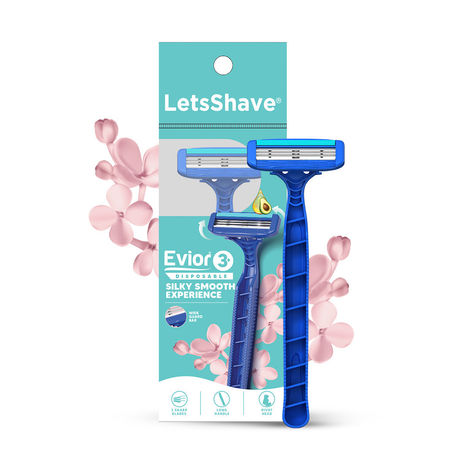 LetsShave Evior 3 Hair Removal Disposable Razor For Women | Aloe & Argon Oil Enfused