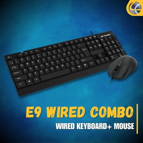 Lapcare E9 Wired Combo-Wired Keyboard And Mouse Set-Usb Ergonomic Design- Black
