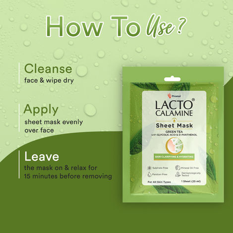 Lacto Calamine Green Tea Face Sheet Mask for Hydration, Calm & Clear Skin that Soothes Acne