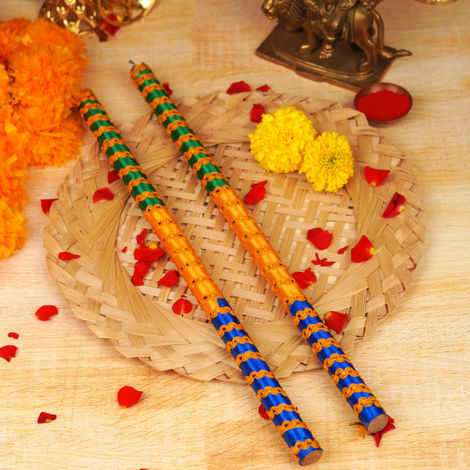 Tiranga Wooden Dandiya Sticks | Multi Colour | ServDharm