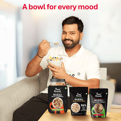 True Elements No Added Sugar Muesli Jar Wholegrain Breakfast Cereal Sugar Free Muesli