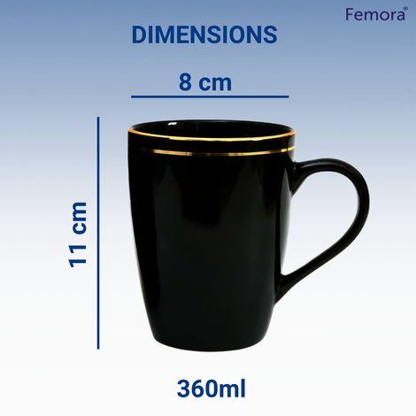 Femora Liquid Gold Line Coffee Mug Gift Set 1 Pc 320 Ml (Black)