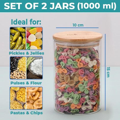 The Better Home Borosilicate Jars 1000Ml (Pack Of 2)