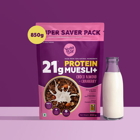 Yoga Bar Super High Protein Muesli | With Probiotics and Whey | No Refined Sugar | Choco Almond