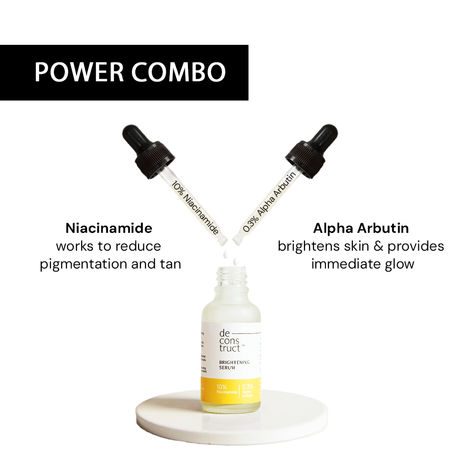 Deconstruct Brightening Serum with 10% Niacinamide & Alpha Arbutin, Brightens Skin & Reduces Tan