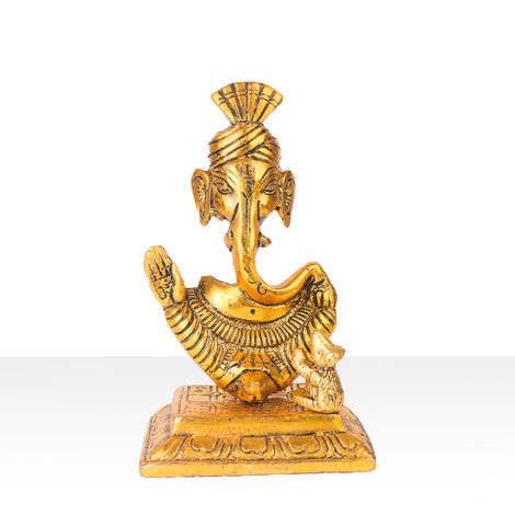 Ganesh Ji Idol with Mooshak Trishul Shape in Gold Polish | Devnidhi | Ganesh Chaturthi Specials