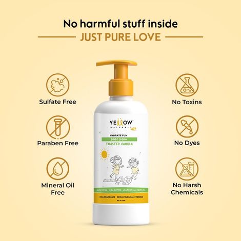 Yellow Naturals Hydrate Fun Body Lotion For Kids | 4-12 Years | Toasted Vanila