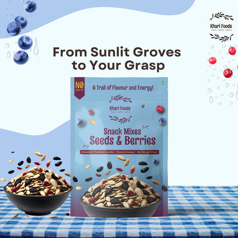 Khari Foods Seeds Berries Healthy Trail Mix | Pumpkin Seeds, Sunflower Seeds, Blueberries, Cranberries & More