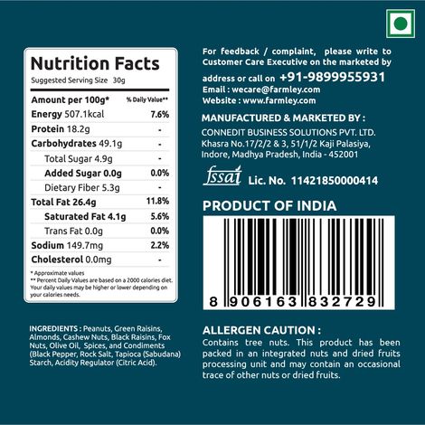 Farmley Satva Mix Dry Fruit Snack - Peanuts, Green Raisins, Almonds, Cashews, Makhana & More