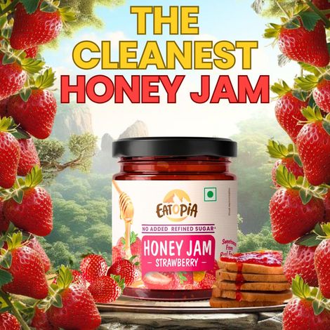 Eatopia Strawberry Fruit Honey Jam Spread| No Added Sugar