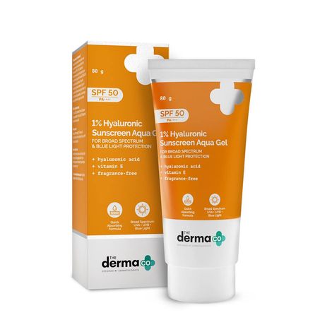 The Derma Co 1% Hyaluronic Sunscreen SPF 50 PA++++ Aqua Gel For Normal To Oily Skin