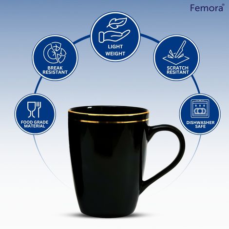 Femora Liquid Gold Line Coffee Mug Gift Set 1 Pc 320 Ml (Black)