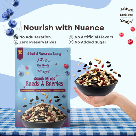 Khari Foods Seeds Berries Healthy Trail Mix | Pumpkin Seeds, Sunflower Seeds, Blueberries, Cranberries & More
