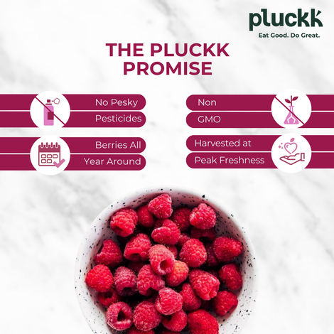 Pluckk Fresh Frozen Imported Raspberry | Natural | Non GMO | Rich in Vitamin C | Healthy Snack
