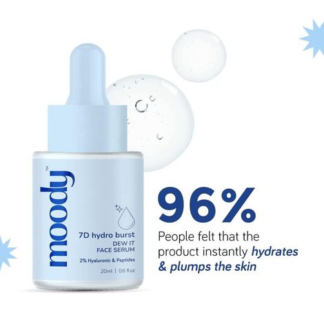 Moody 7D Hydro Burst Dew It Face Serum, 2% Hyaluronic & Peptides (20 Ml)