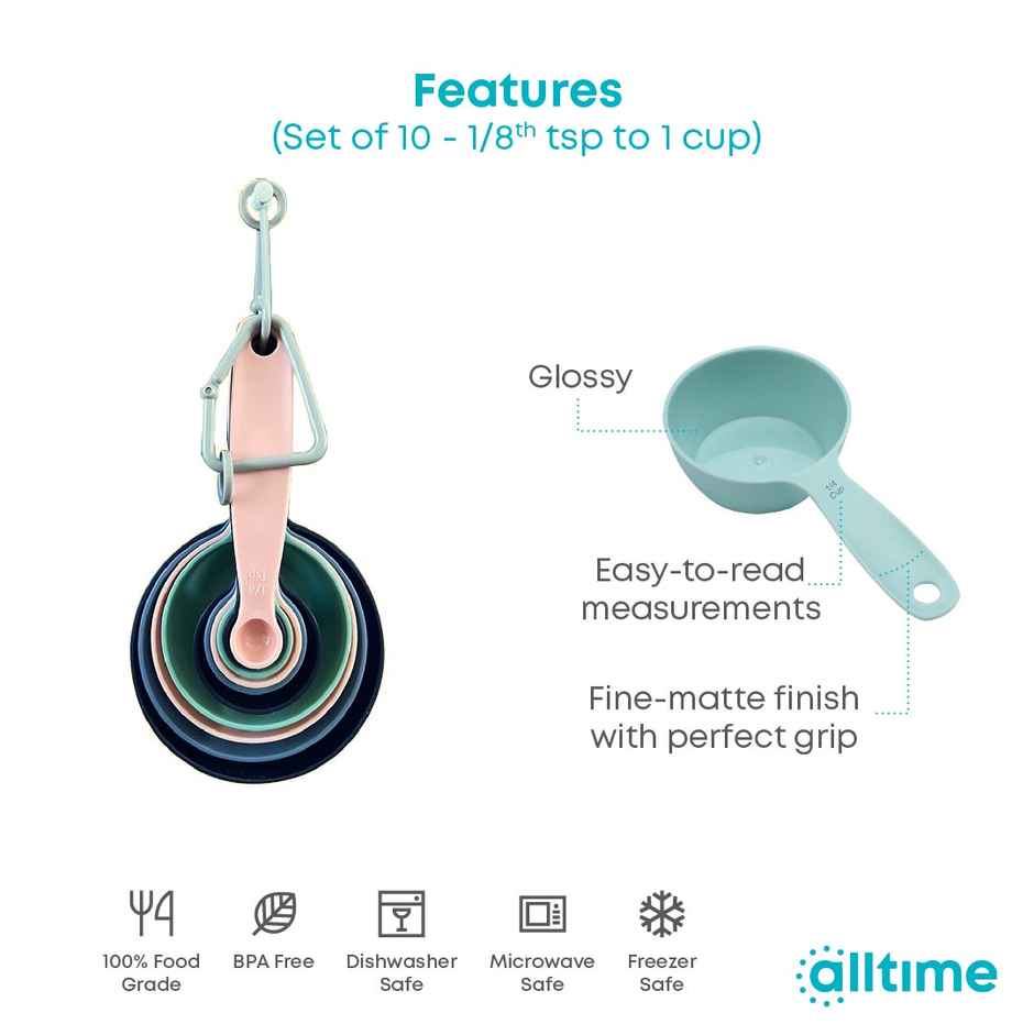 All Time Precise Measuring Cups & Spoons (Assorted Color) (10 Pc Set)